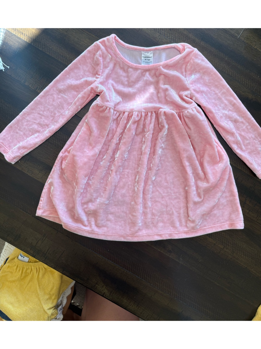 Pink Velvet Long-Sleeve Girls Dress
